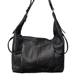 Kenneth Cole Reaction Vegan Pebble Leather Pocket Black Shoulder Bag